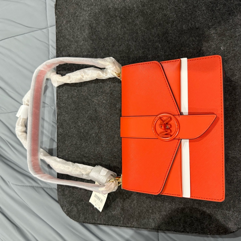Michael Kors Bold Orange and gold Shoulder Bag